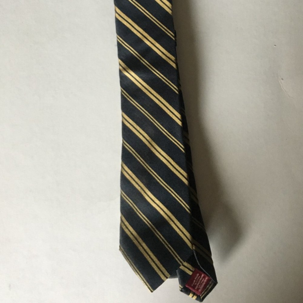 Original Penguin 100% Silk Black Gold Striped Tie